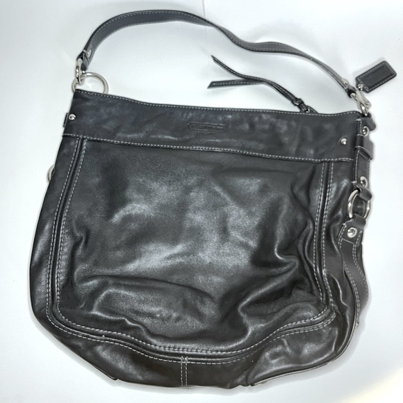 Black Coach shoulder bag purse with short and long straps. - Picture 1 of 5